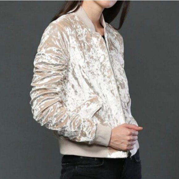 Crushed Velvet Ruched Bomber Jacket Medium Boho Retro Fairy Punk Disco Fate LFD - Picture 2 of 16